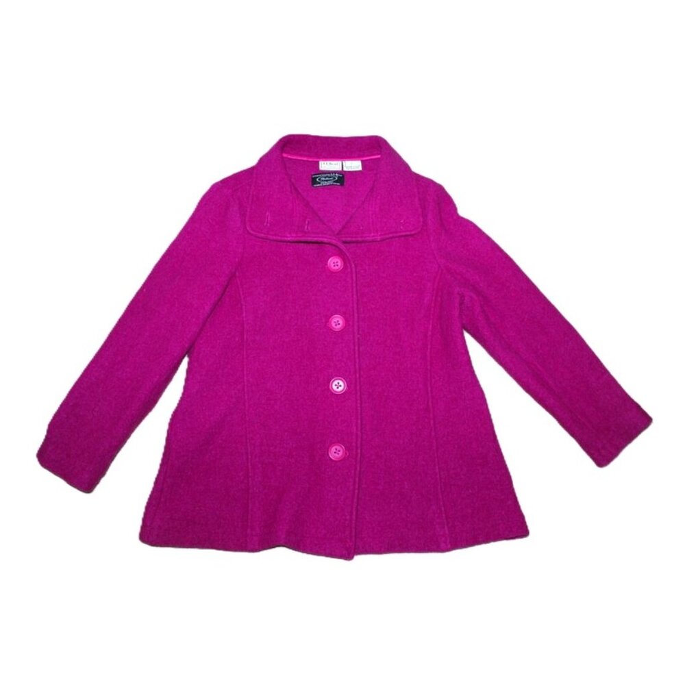 L.L. BEAN x BELLANDI Premium Italian Boiled Wool Pea Coat in Fuchsia (LP) - Picture 12 of 12